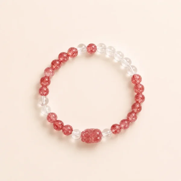 Classic Strawberry Quartz Pixiu Bracelet for Love & Joy