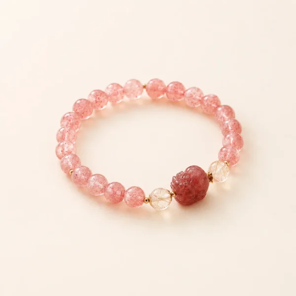Strawberry Quartz Pixiu Bracelet for Love & Joy