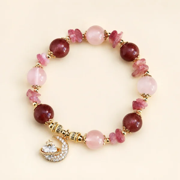 Classic Strawberry Quartz Star Bracelet for Love & Joy