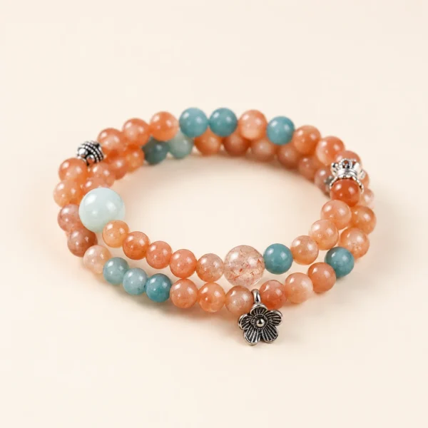 Sunstone Crystal & Agate Bracelet for Joy & Vitality