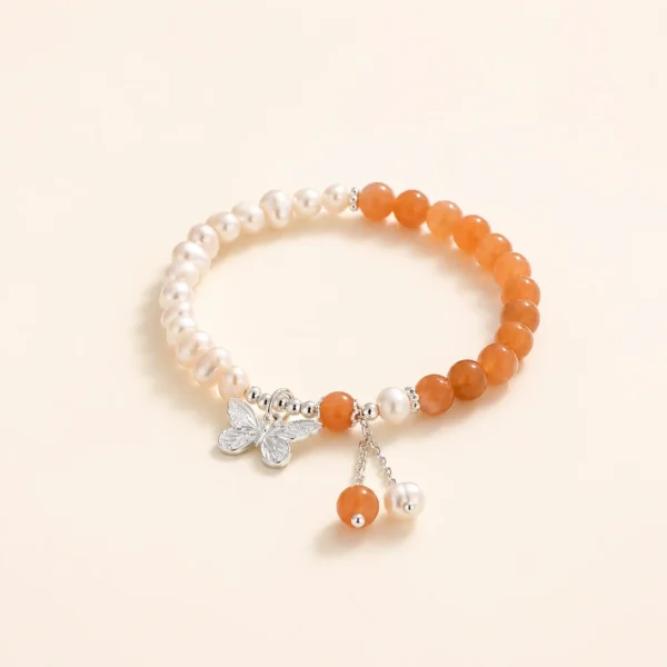 Sunstone Crystal & Pearl Bracelet for Joy & Vitality