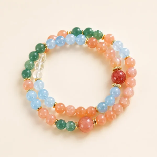 Sunstone Crystal & Chalcedony Bracelet for Joy & Vitality
