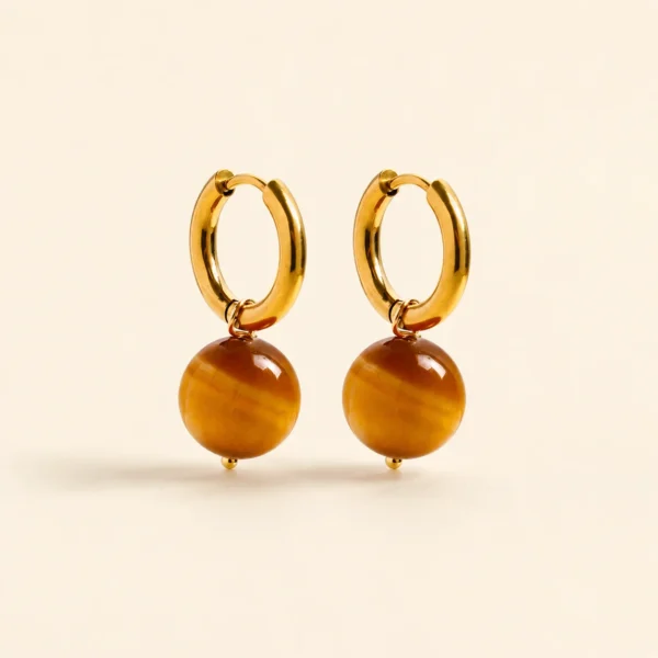 Tiger's Eye Earrings for Confidence & Strength