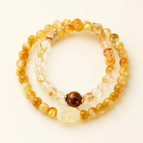Tiger's Eye Double-Wrap Bracelet for Confidence & Strength