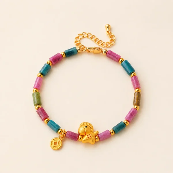 Boho Tourmaline Crystal Bracelet for Joy & Abundance