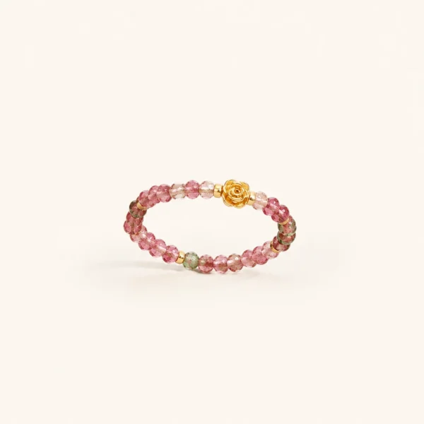 Classic Tourmaline Crystal Beaded Ring for Joy & Abundance