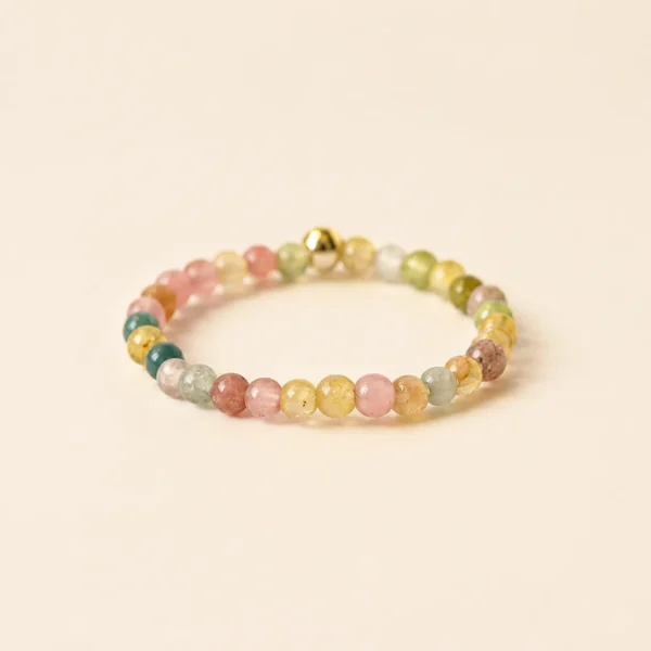 Tourmaline Crystal Beaded Ring for Joy & Abundance