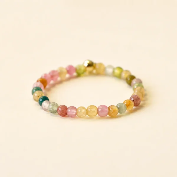 Artisan Tourmaline Crystal Beaded Ring for Joy & Abundance