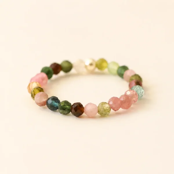 Artisan Tourmaline Crystal Faceted Ring for Joy & Abundance