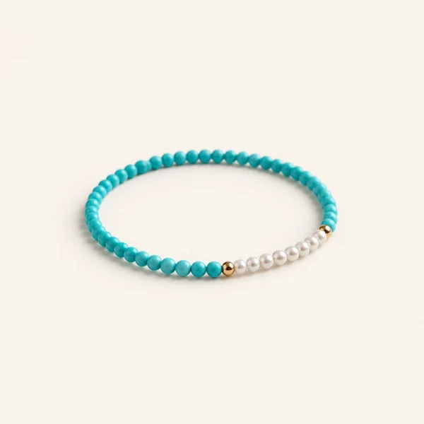 Turquoise & Pearl Bracelet for Protection & Wisdom