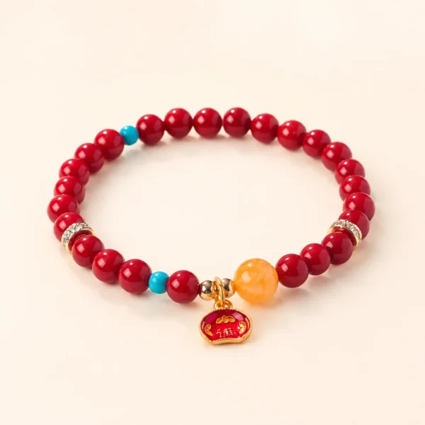 Turquoise & Nanhong Agate Bracelet for Protection & Wisdom