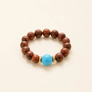Turquoise & Sandalwood Ring for Protection & Wisdom