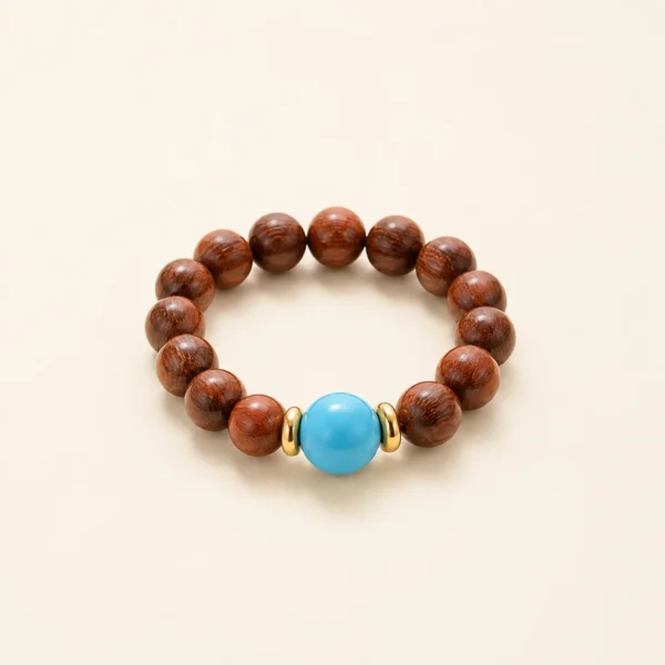 Turquoise & Sandalwood Ring for Protection & Wisdom