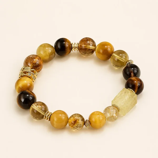 Artisan Yellow Tiger Eye Bracelet for Confidence & Strength