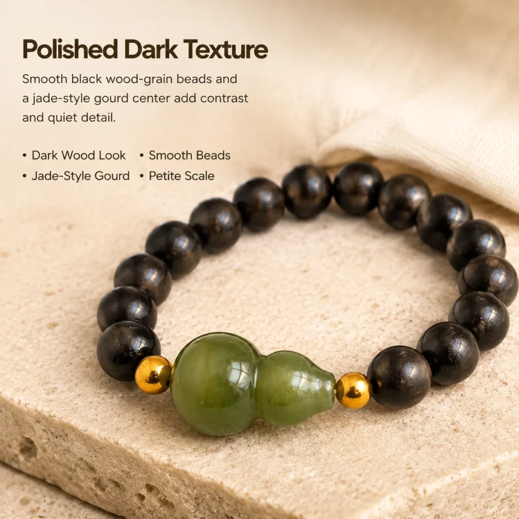 black ebony jade gourd beaded ring material detail image