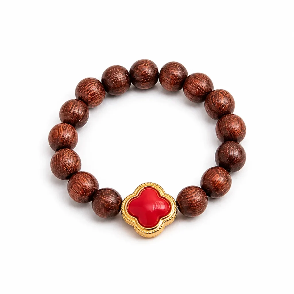 Golden Sandalwood Flower Beaded Ring 1 golden sandalwood flower beaded ring on white background
