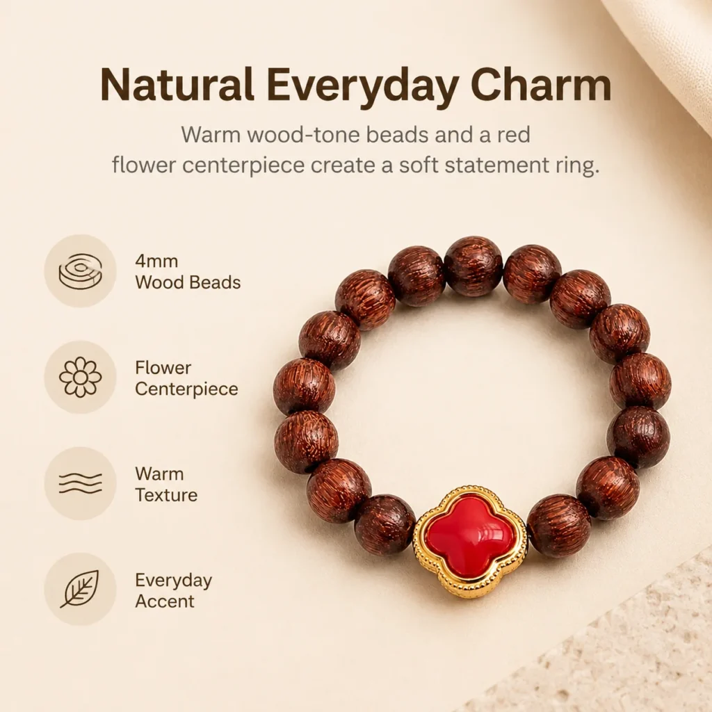 Golden Sandalwood Flower Beaded Ring 3 golden sandalwood flower beaded ring feature image