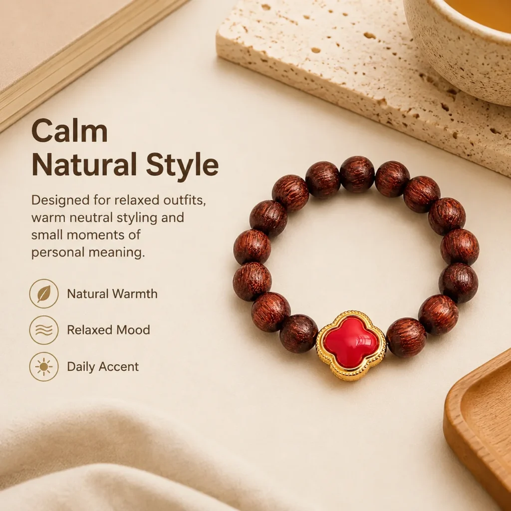 Golden Sandalwood Flower Beaded Ring 5 golden sandalwood flower beaded ring lifestyle still life image
