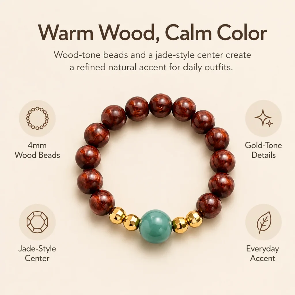 golden sandalwood jade beaded ring feature image