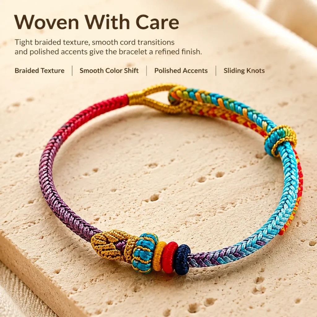 lucky koi braided bracelet gradient cord material detail image