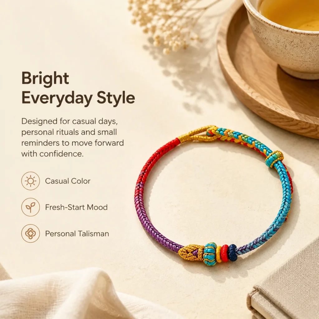 lucky koi braided bracelet gradient cord lifestyle still life image