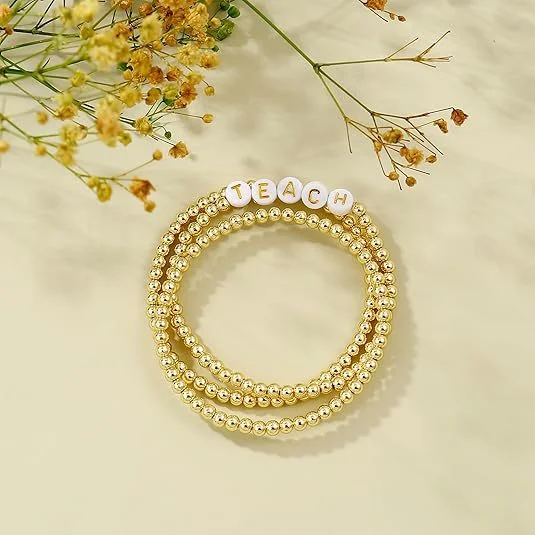 Natural Stone Beaded Bracelet — Letter 5 Natural Stone Beaded Bracelet — Letter - Image 5