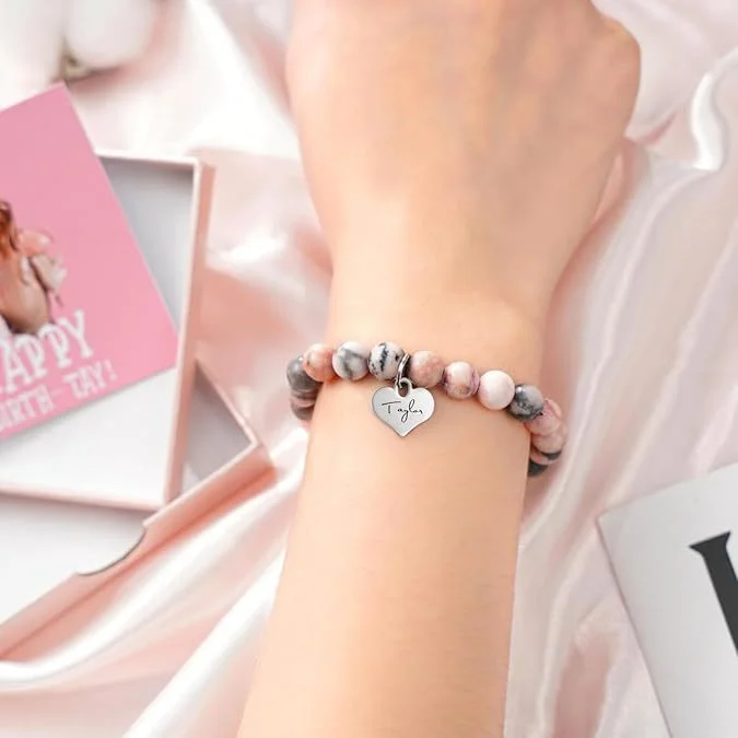 Natural Stone Letter Bracelet 5 Natural Stone Letter Bracelet - Image 5