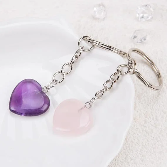 Amethyst Heart Keychain — Heart 1 Amethyst Heart Keychain — Heart