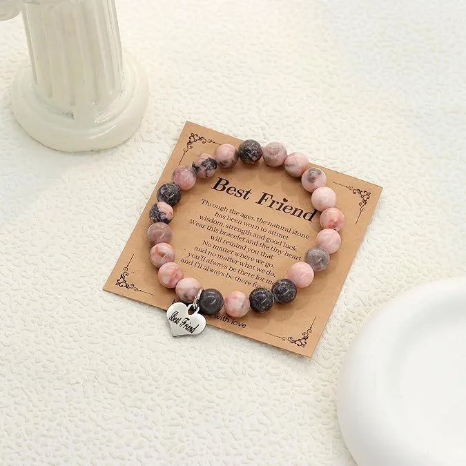 Pink Zebra Jasper Heart Bracelet — Heart 3 Pink Zebra Jasper Heart Bracelet — Heart - Image 3