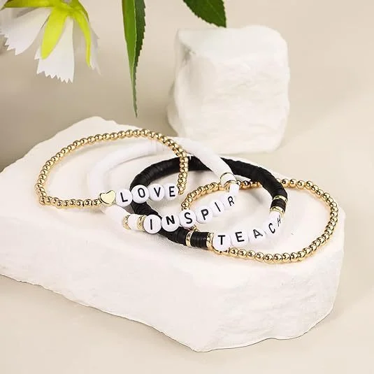 Polymer Clay Beaded Bracelet — Letter 4 Polymer Clay Beaded Bracelet — Letter - Image 4