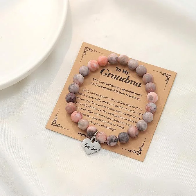 Pink Zebra Jasper Heart Bracelet — Heart 5 Pink Zebra Jasper Heart Bracelet — Heart - Image 5