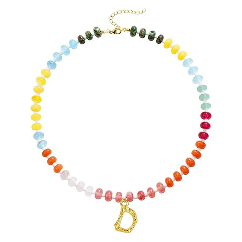 Natural Stone Dopamine Necklace — Letter 5 Natural Stone Dopamine Necklace — Letter - Image 5