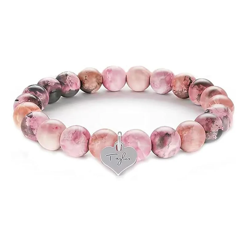 Natural Stone Letter Bracelet 6 Natural Stone Letter Bracelet - Image 6