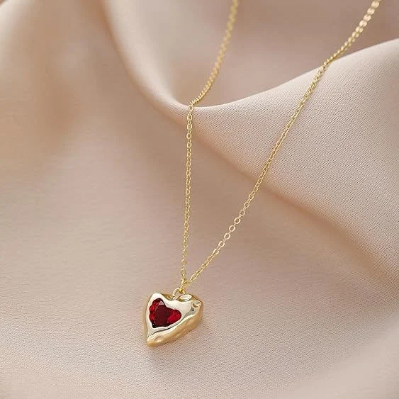 Cubic Zirconia Heart Necklace — Heart 3 Cubic Zirconia Heart Necklace — Heart - Image 3