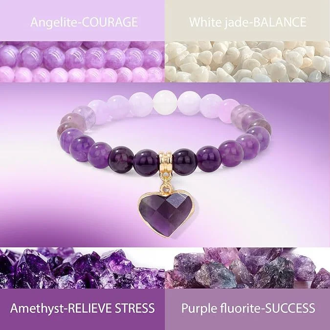 Natural Stone Heart Bracelet — Heart 4 Natural Stone Heart Bracelet — Heart - Image 4