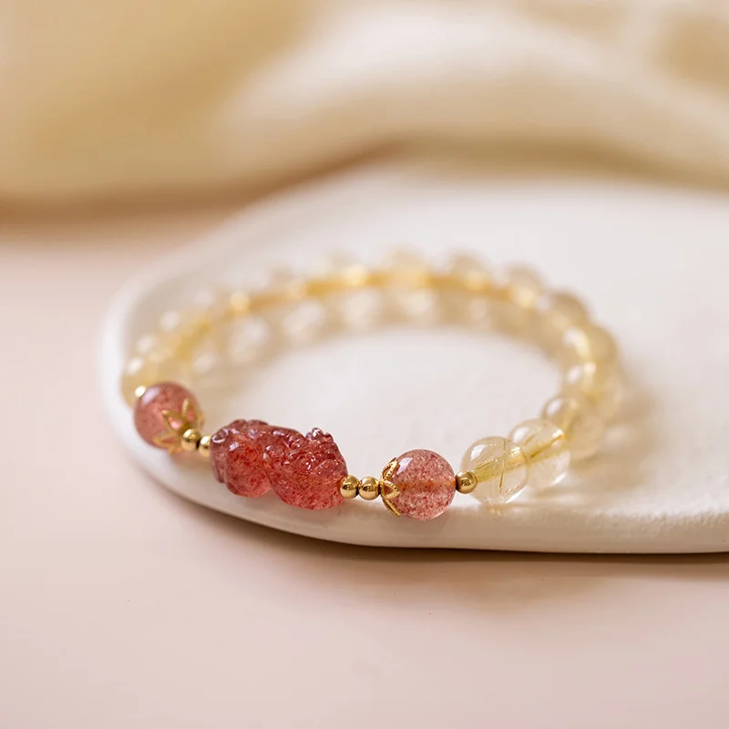 Rutilated Quartz Pi Xiu Bracelet — Woven 4 Rutilated Quartz Pi Xiu Bracelet — Woven - Image 4