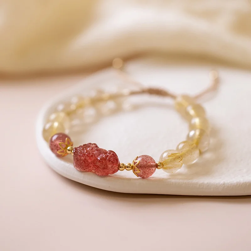 Rutilated Quartz Pi Xiu Bracelet — Woven 5 Rutilated Quartz Pi Xiu Bracelet — Woven - Image 5