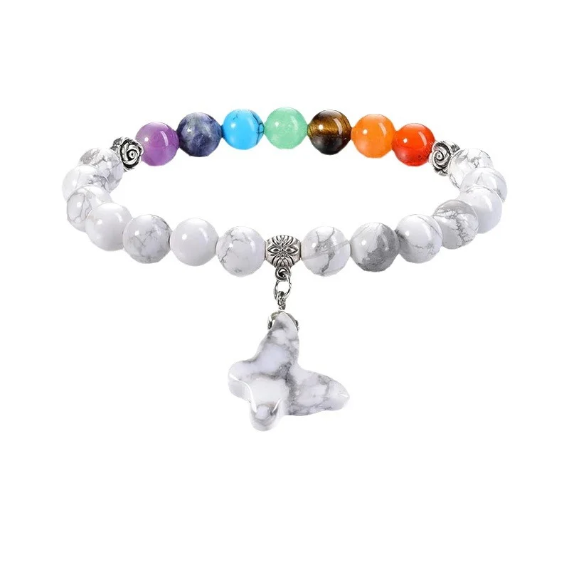 White Turquoise Butterfly Bracelet — Rainbow 6 White Turquoise Butterfly Bracelet — Rainbow - Image 6