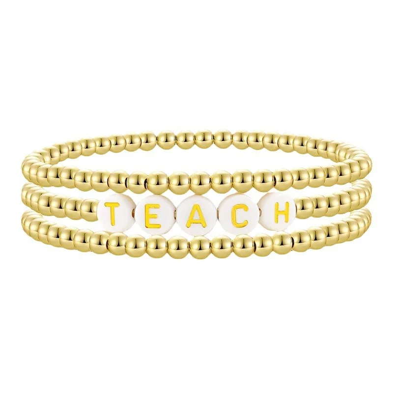 Natural Stone Beaded Bracelet — Letter 6 Natural Stone Beaded Bracelet — Letter - Image 6