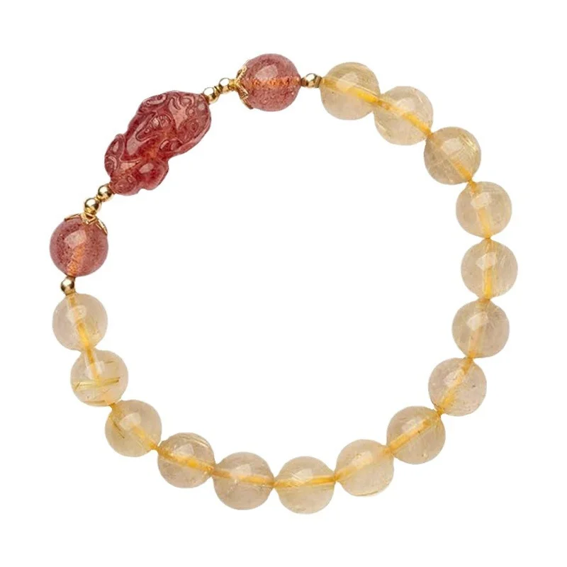 Rutilated Quartz Pi Xiu Bracelet — Woven 6 Rutilated Quartz Pi Xiu Bracelet — Woven - Image 6