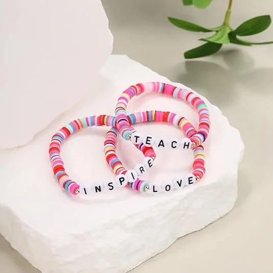 Polymer Clay Beaded Bracelet — Letter 5 Polymer Clay Beaded Bracelet — Letter - Image 5