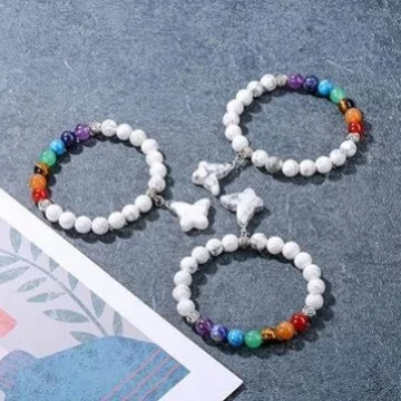 White Turquoise Butterfly Bracelet — Rainbow 3 White Turquoise Butterfly Bracelet — Rainbow - Image 3