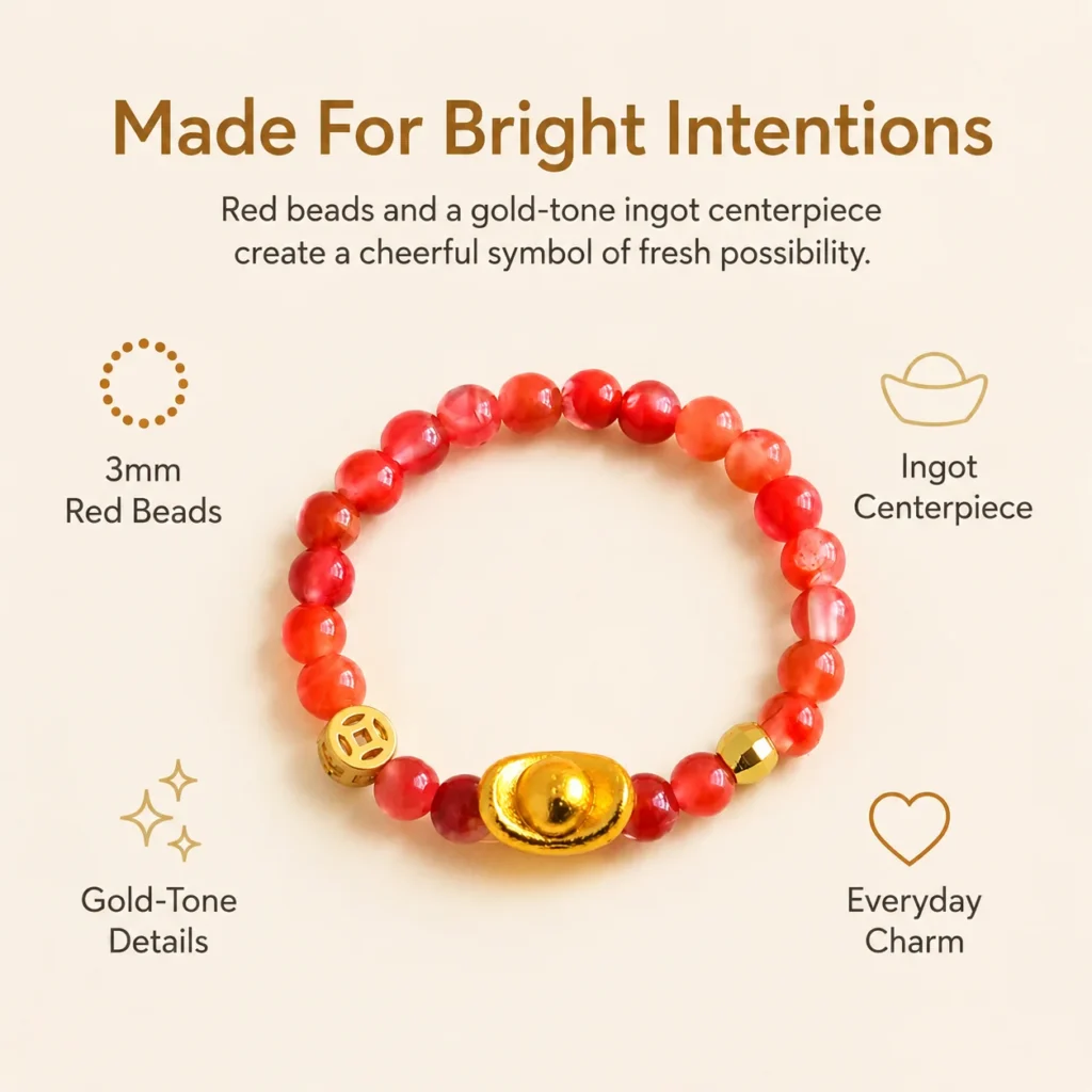 red beaded lucky ingot ring feature image