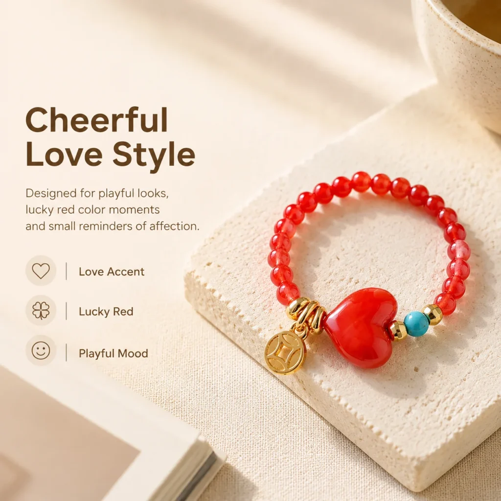 red heart beaded ring turquoise accent lifestyle still life image