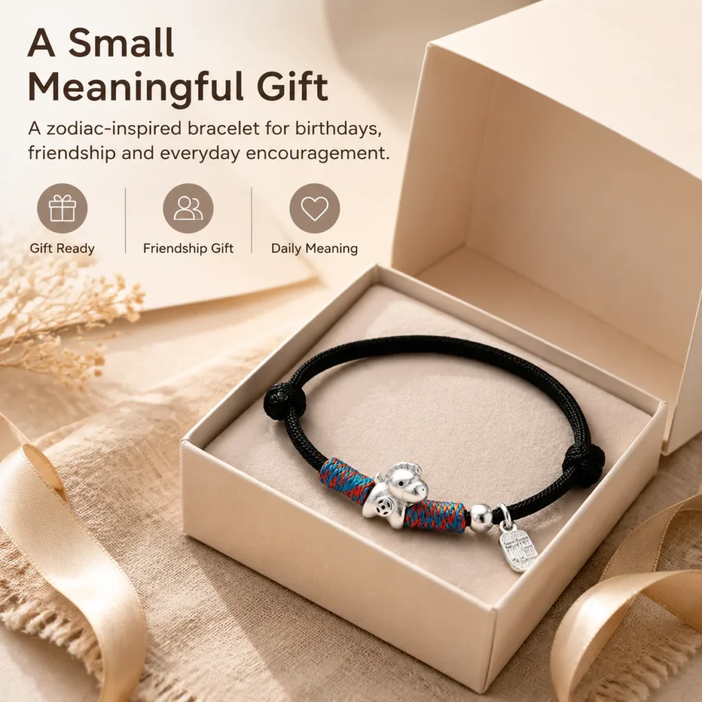 Simple Black String Horse Charm Bracelet 6 simple black string horse charm bracelet gift ready image