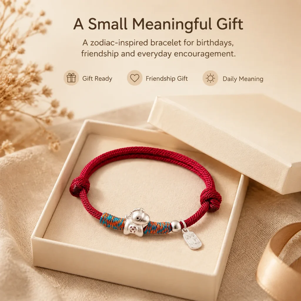 Simple Red String Horse Charm Bracelet 6 simple red string horse charm bracelet gift ready image