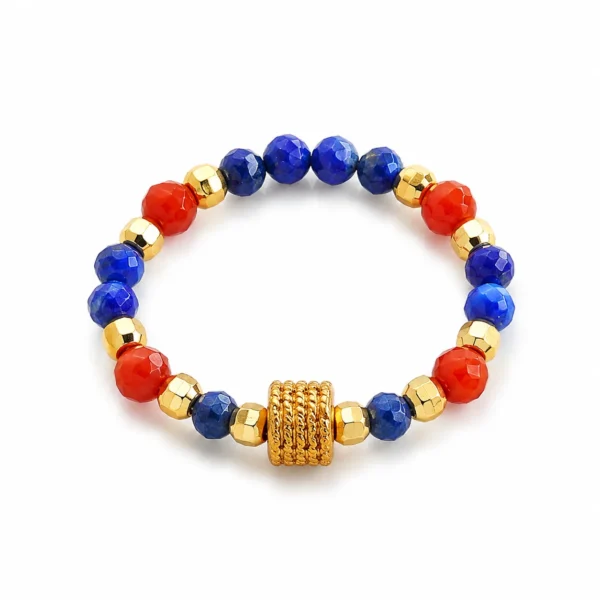 lapis nanhong beaded ring on white background