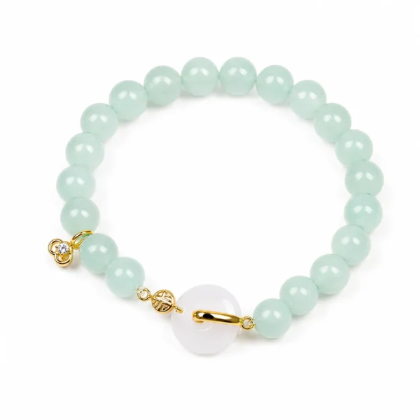 aventurine fu charm bracelet on white background