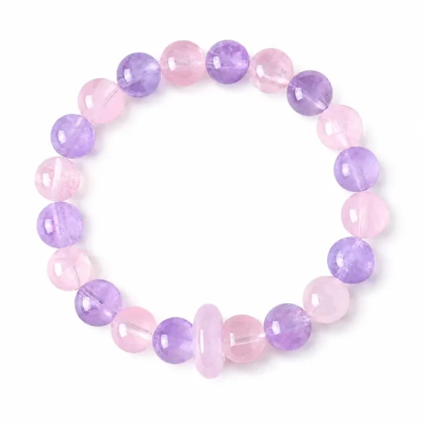 amethyst purple crystal beaded bracelet on white background