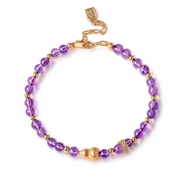 amethyst gourd beaded bracelet on white background